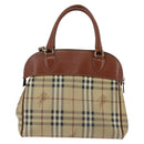 Burberrys Nova Check Hand Bag PVC 2way Beige Gold Auth bs30261-2