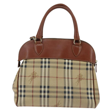 Burberrys Nova Check Hand Bag PVC 2way Beige Gold Auth bs30261 - 0