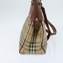 Burberrys Nova Check Hand Bag PVC 2way Beige Gold Auth bs30261-3