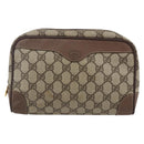 GUCCI GG Supreme Clutch Bag PVC Beige Gold 014 58 6094 Auth bs30264-13