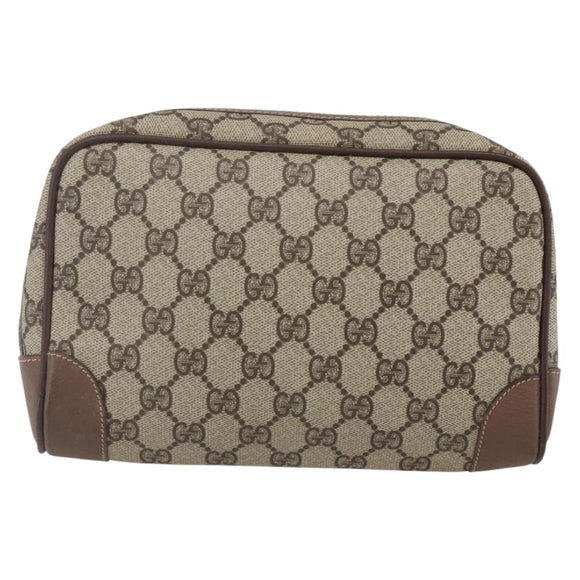 GUCCI GG Supreme Clutch Bag PVC Beige Gold 014 58 6094 Auth bs30264