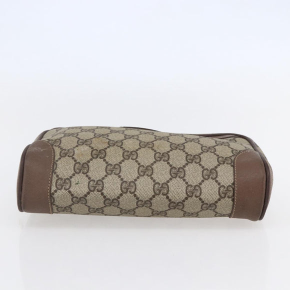 GUCCI GG Supreme Clutch Bag PVC Beige Gold 014 58 6094 Auth bs30264
