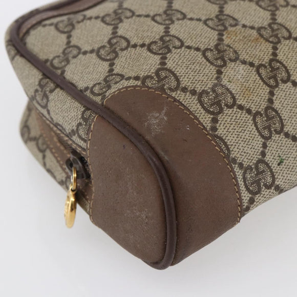 GUCCI GG Supreme Clutch Bag PVC Beige Gold 014 58 6094 Auth bs30264