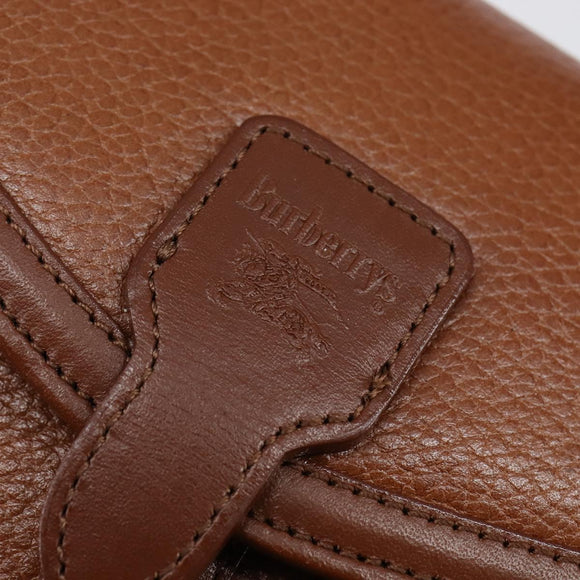 Burberrys Nova Check Shoulder Bag Leather Brown Gold Auth bs30266