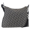 Christian Dior Trotter Canvas Schoudertas Zwart Zilver Auth bs30270-1