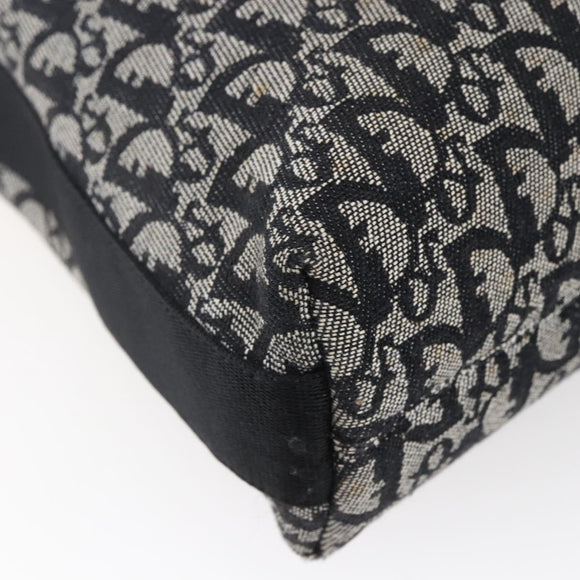Christian Dior Trotter Canvas Shoulder Bag Black Silver Auth bs30270