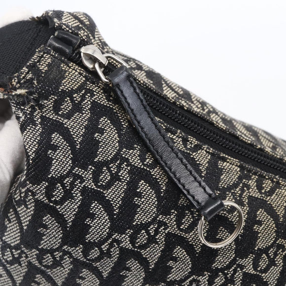 Christian Dior Trotter Canvas Shoulder Bag Black Silver Auth bs30270