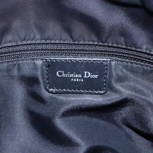 Christian Dior Trotter Canvas Shoulder Bag Black Silver Auth bs30270