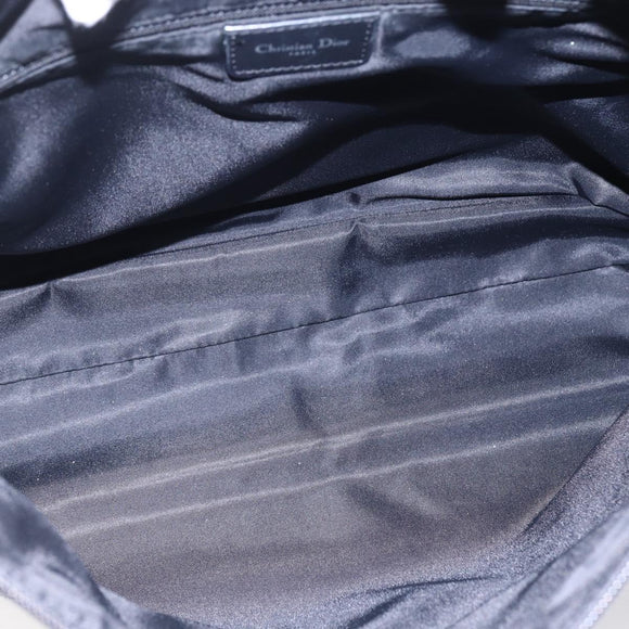 Christian Dior Trotter Canvas Shoulder Bag Black Silver Auth bs30270