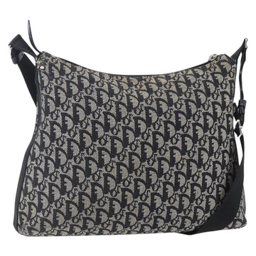 Christian Dior Trotter Canvas Shoulder Bag Black Silver Auth bs30270