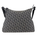 Christian Dior Trotter Canvas Schoudertas Zwart Zilver Auth bs30270-2