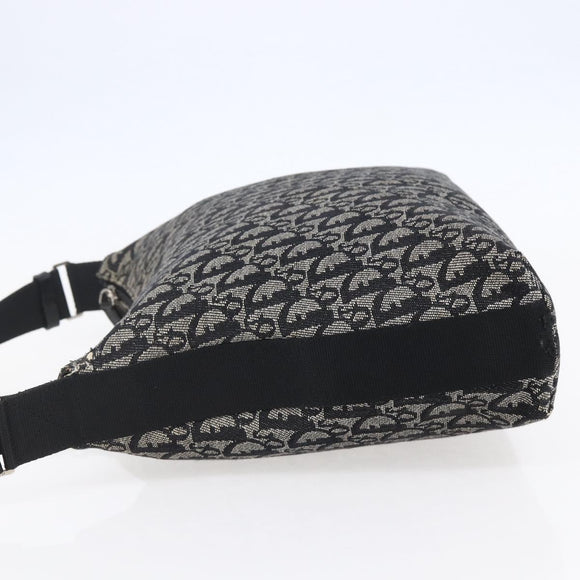 Christian Dior Trotter Canvas Schoudertas Zwart Zilver Auth bs30270