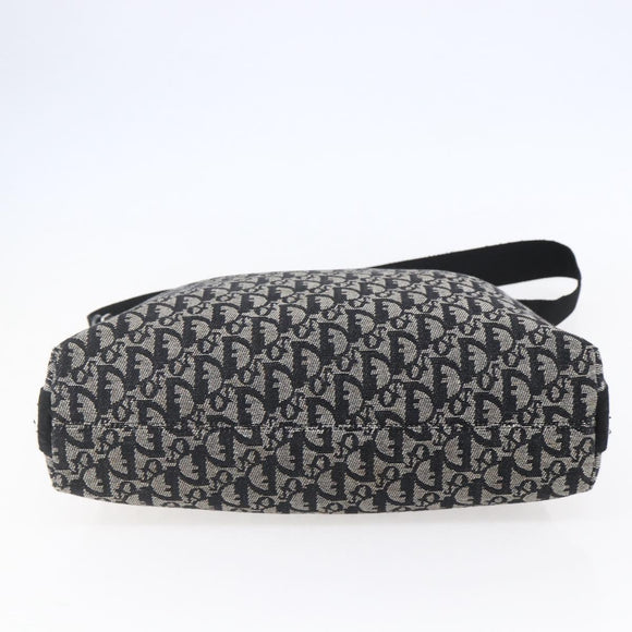 Christian Dior Trotter Canvas Shoulder Bag Black Silver Auth bs30270