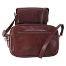 CARTIER Must Line Shoulder Bag Leather 2 Set Bordeaux Auth bs30274-1