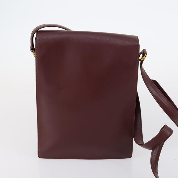 CARTIER Must Line Shoulder Bag Leather 2 Set Bordeaux Auth bs30274