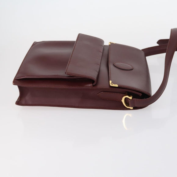 CARTIER Must Line Shoulder Bag Leather 2 Set Bordeaux Auth bs30274