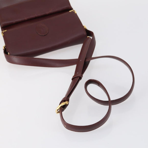 CARTIER Must Line Shoulder Bag Leather 2 Set Bordeaux Auth bs30274