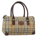 Burberrys Nova Check Mini Boston Bag PVC Beige Gold Auth bs30275-1
