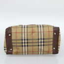 Burberrys Nova Check Mini Boston Bag PVC Beige Gold Auth bs30275-14