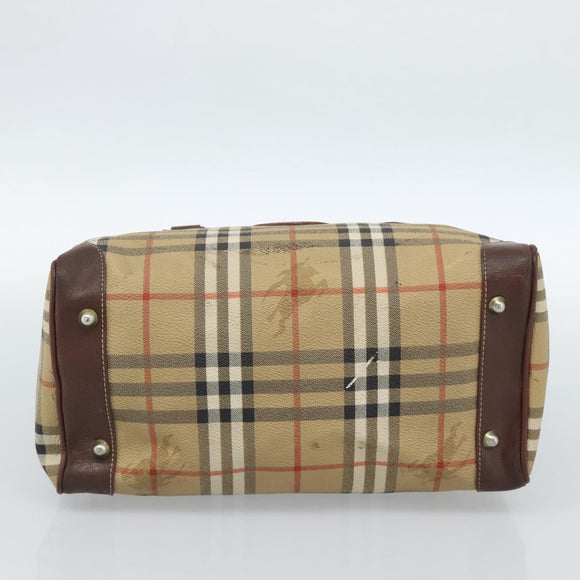 Burberrys Nova Check Mini Boston Bag PVC Beige Gold Auth bs30275