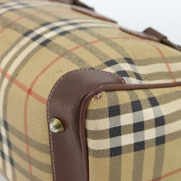 Burberrys Nova Check Mini Boston Bag PVC Beige Gold Auth bs30275