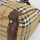 Burberrys Nova Check Mini Boston Bag PVC Beige Gold Auth bs30275-11