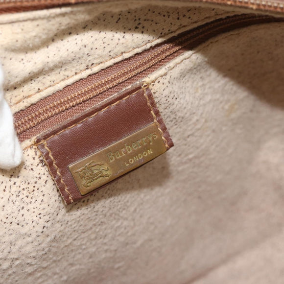 Burberrys Nova Check Mini Boston Bag PVC Beige Gold Auth bs30275