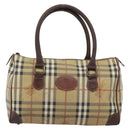 Burberrys Nova Check Mini Boston Bag PVC Beige Gold Auth bs30275-13