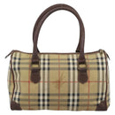 Burberrys Nova Check Mini Boston Bag PVC Beige Gold Auth bs30275-2