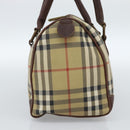 Burberrys Nova Check Mini Boston Bag PVC Beige Gold Auth bs30275-3