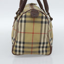 Burberrys Nova Check Mini Boston Bag PVC Beige Gold Auth bs30275-4