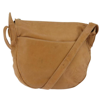 LOEWE Anagram Shoulder Bag Leather Brown Gold Auth bs30276