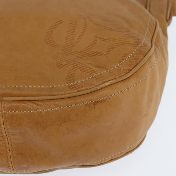 LOEWE Anagram Shoulder Bag Leather Brown Gold Auth bs30276