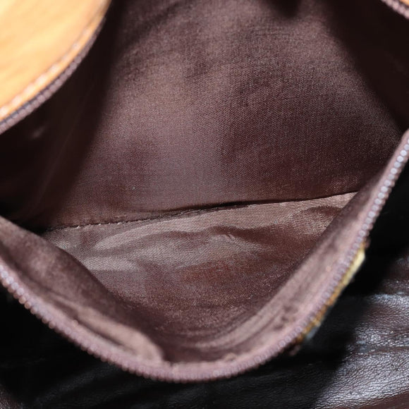 LOEWE Anagram Shoulder Bag Leather Brown Gold Auth bs30276