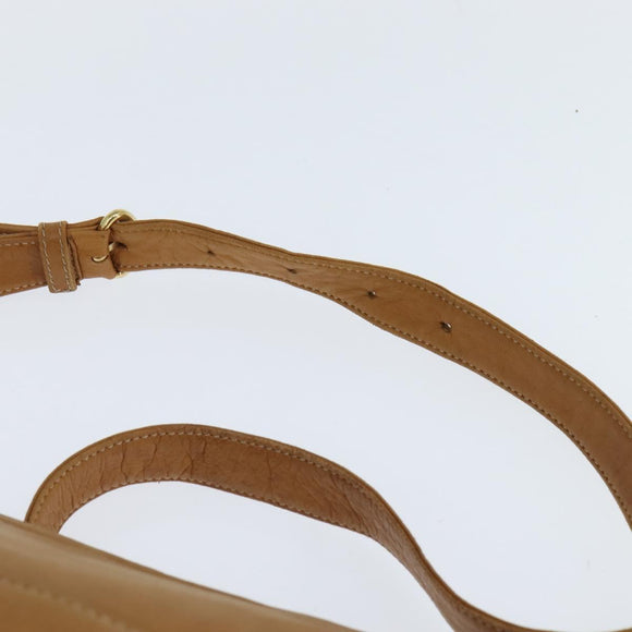 LOEWE Anagram Shoulder Bag Leather Brown Gold Auth bs30276