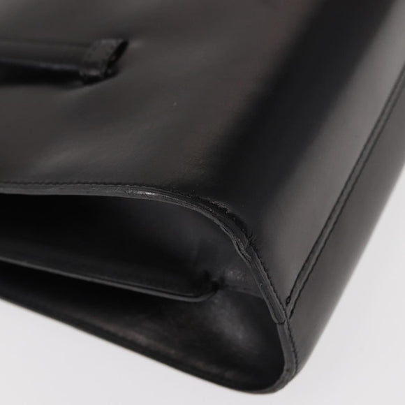 Christian Dior Hand Bag Leather Black Gold Auth bs30277