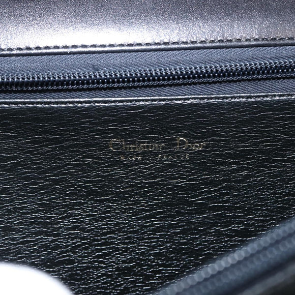 Christian Dior Hand Bag Leather Black Gold Auth bs30277