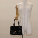 Christian Dior Hand Bag Leather Black Gold Auth bs30277-24