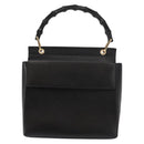 GUCCI Bamboo Hand Bag Leather Black Gold Auth bs30278-13