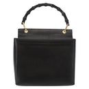 GUCCI Bamboo Hand Bag Leather Black Gold Auth bs30278-2