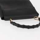 GUCCI Bamboo Hand Bag Leather Black Gold Auth bs30278-6