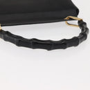 GUCCI Bamboo Hand Bag Leather Black Gold Auth bs30278-7
