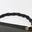 GUCCI Bamboo Hand Bag Leather Black Gold Auth bs30278-8