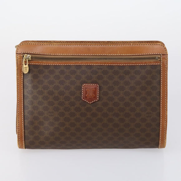 CELINE Shoulder Bag PVC Leather 5 Set Black Brown Auth bs30279