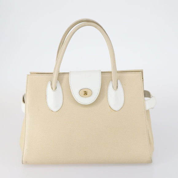 BALLY Hand Bag Leather 3 Set Black Ivory Auth bs30280