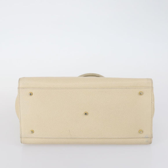 BALLY Hand Bag Leather 3 Set Black Ivory Auth bs30280