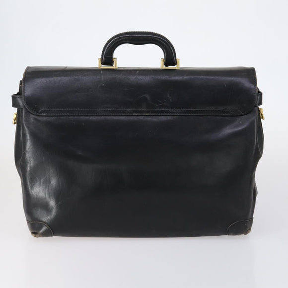 BALLY Hand Bag Leather 3 Set Black Ivory Auth bs30280