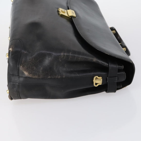 BALLY Hand Bag Leather 3 Set Black Ivory Auth bs30280