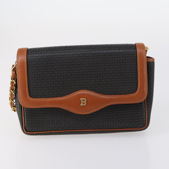 BALLY Shoulder Bag Leather Nylon PVC 4 Set Black Brown Auth bs30281