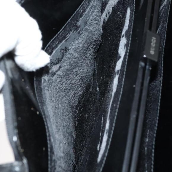 GUCCI Tote Bag Suede Canvas Nylon 4 Set Black Ivory Auth bs30282